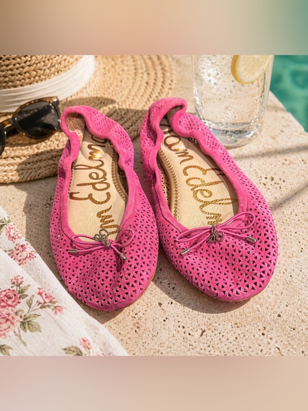 Sam Edelman Pink Perforated Flats
